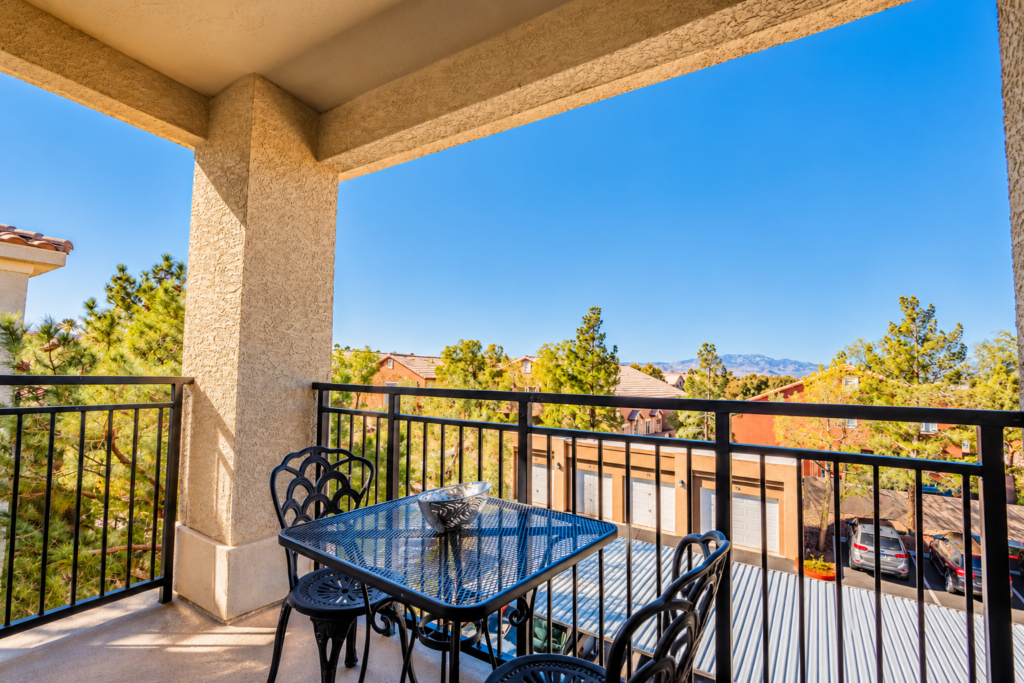 Sunlit Balcony Overlooking Mountain Neighborhood
