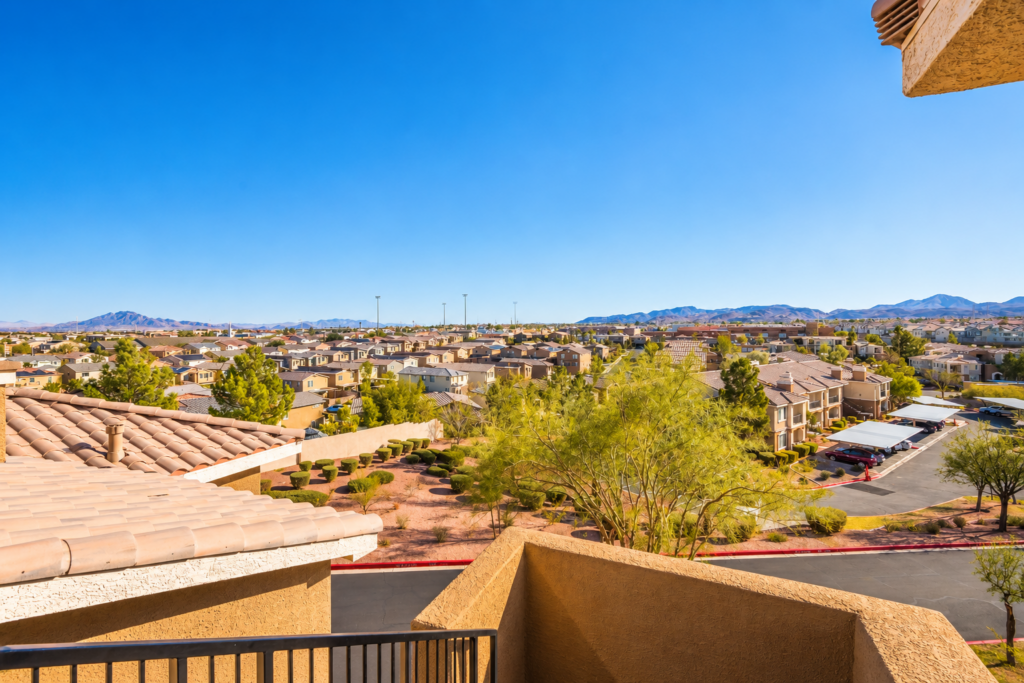 Sunlit Desert Suburban Rooftop View