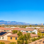 Sunlit Suburban Valley and Mountain Skyline