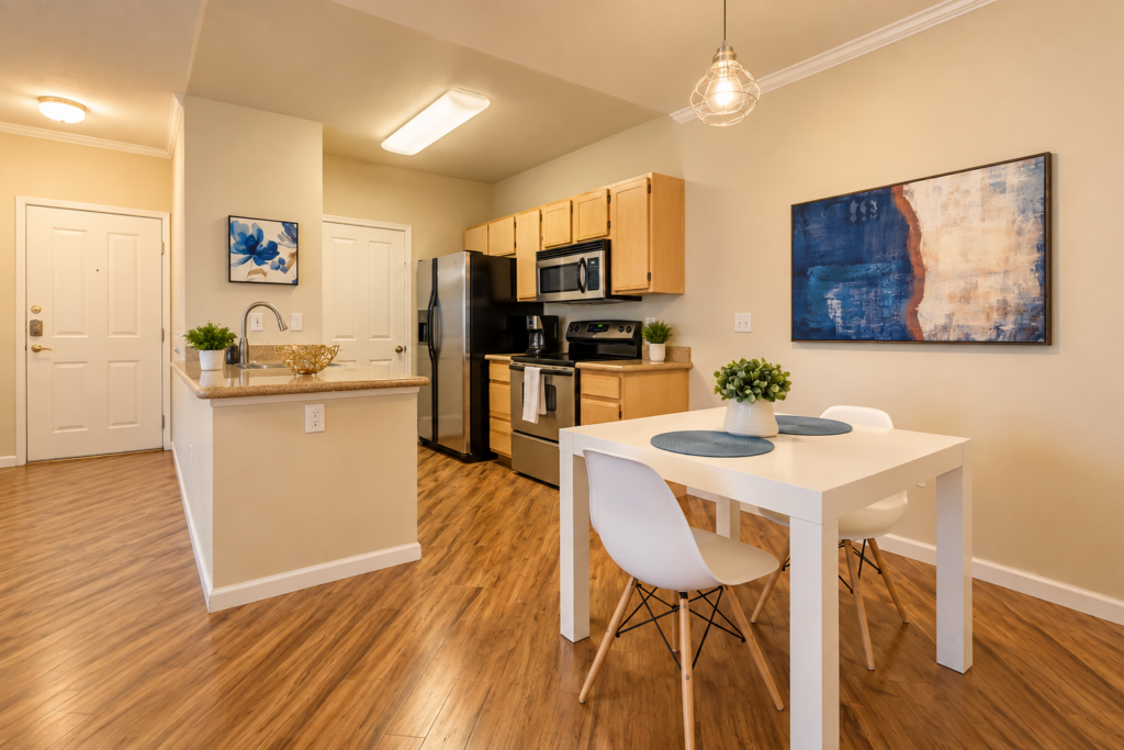 Warm Scandinavian Apartment Kitchen Nook