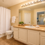 Warmly Staged Modern Bathroom Interior