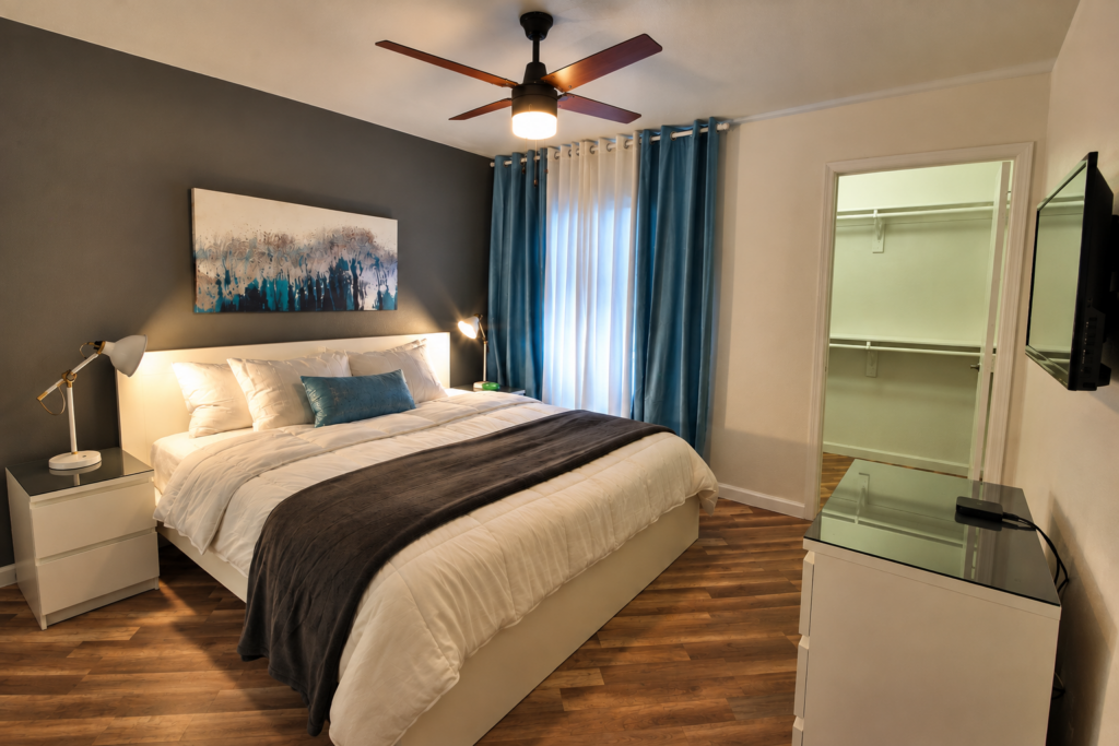 Bright Modern Bedroom Interior- Spectrum 140 Henderson NV