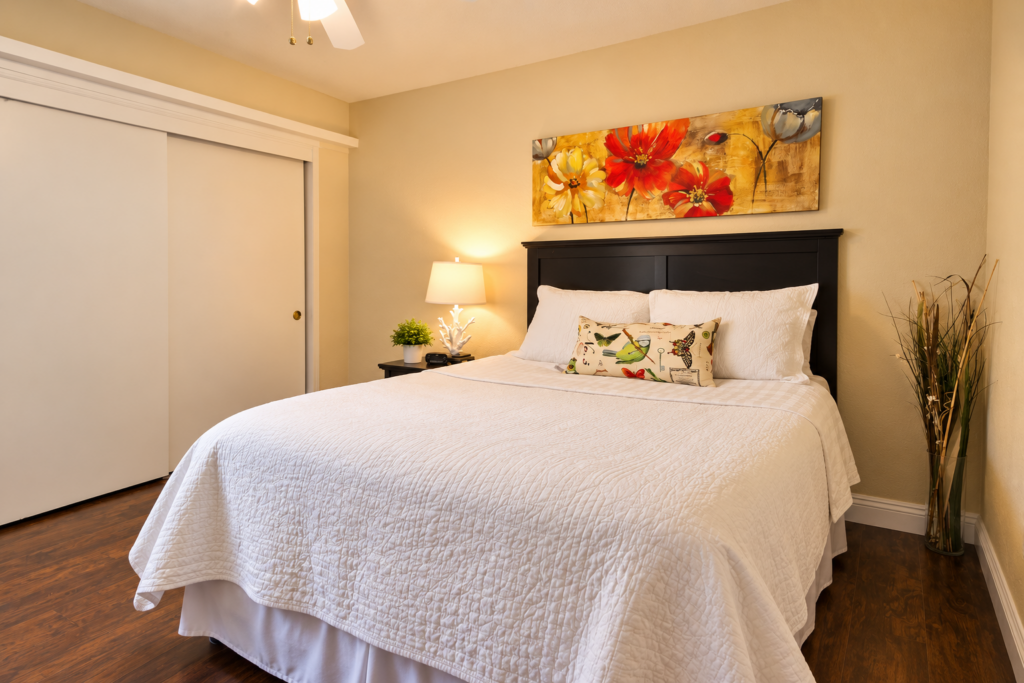 Cozy Modern Bedroom with Floral Art- Hillpoints Green Valley Henderson NV