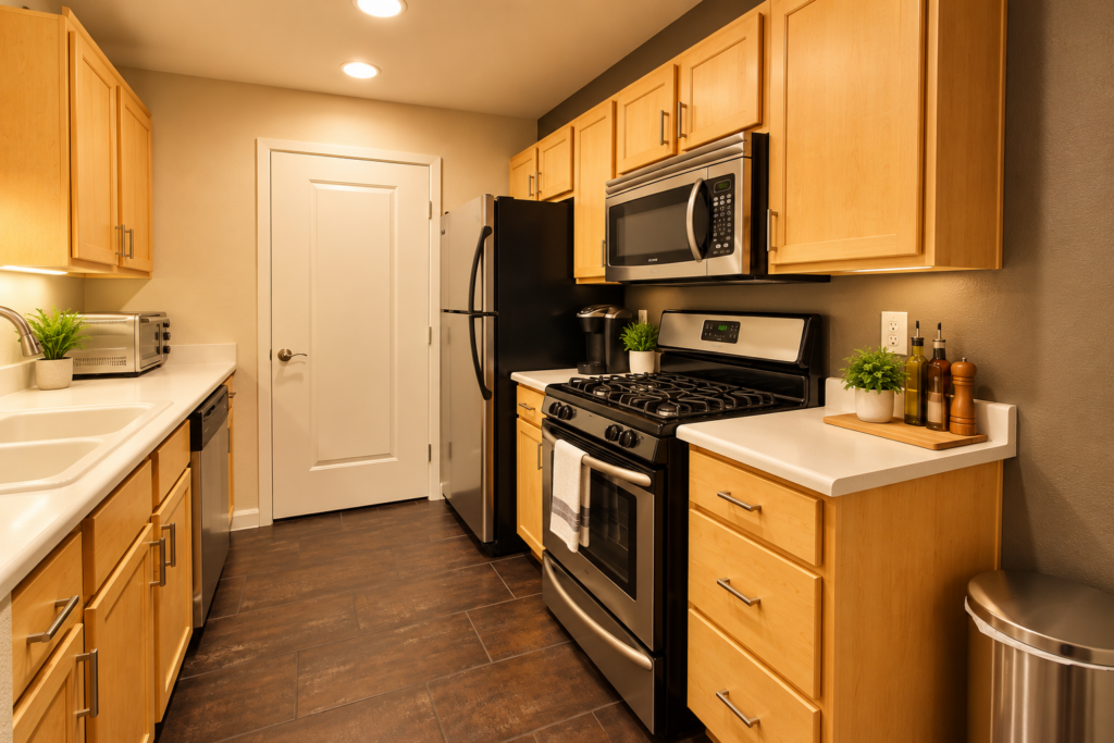 Cozy Modern Galley Kitchen – Spectrum 140 Henderson NV