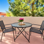 Sunny Balcony Bistro with Bougainvillea