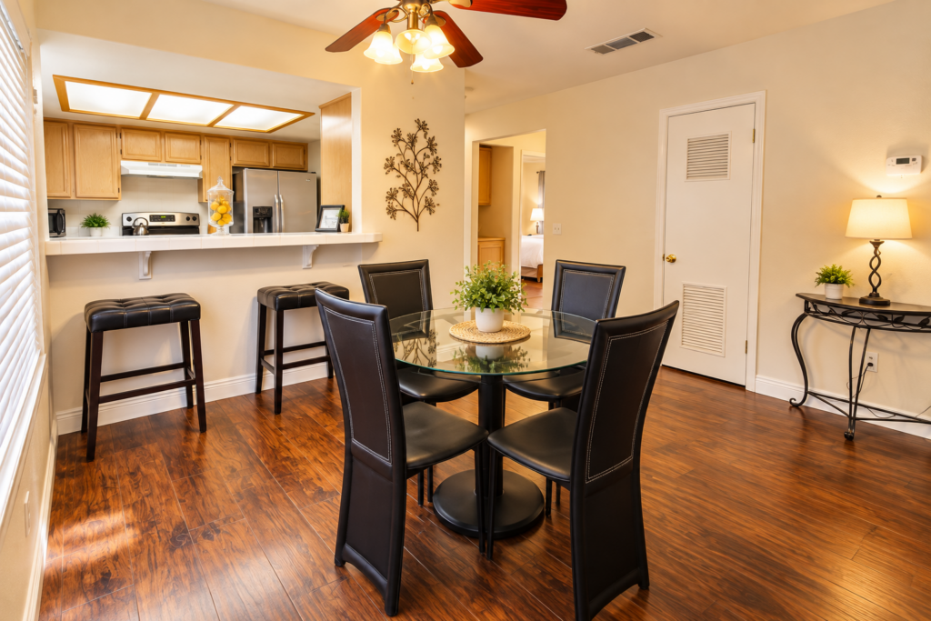 Warm Modern Dining and Kitchen Interior- Hillpoints Green Valley Henderson NV