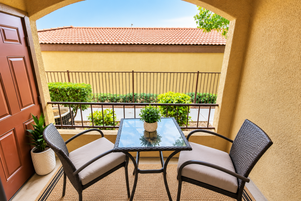 Cozy Stucco Balcony Retreat