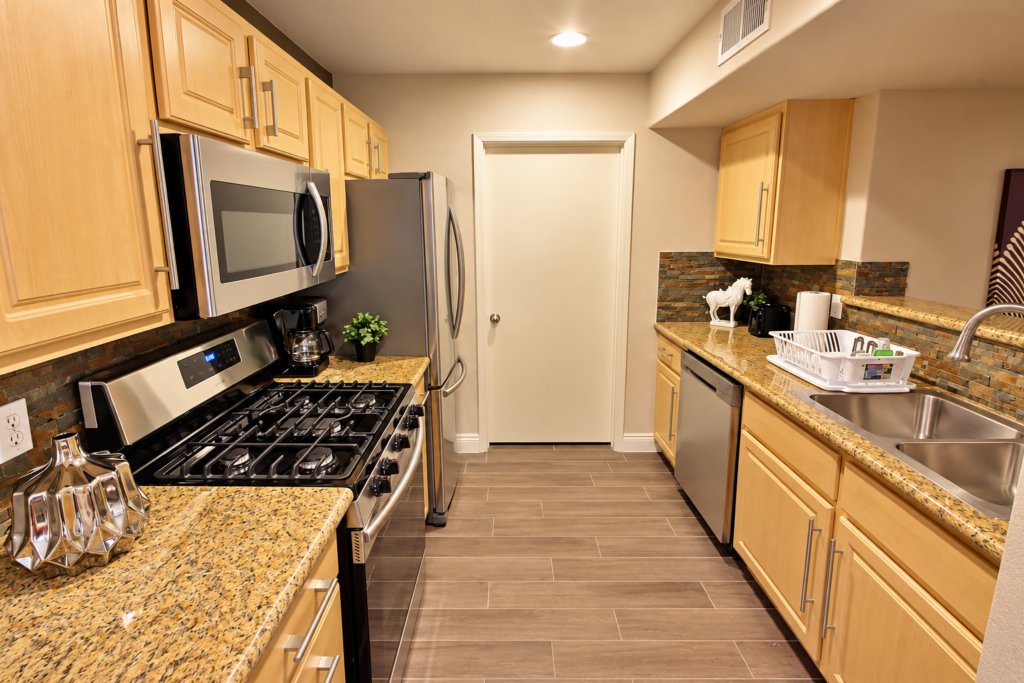 Warm Modern Galley Kitchen