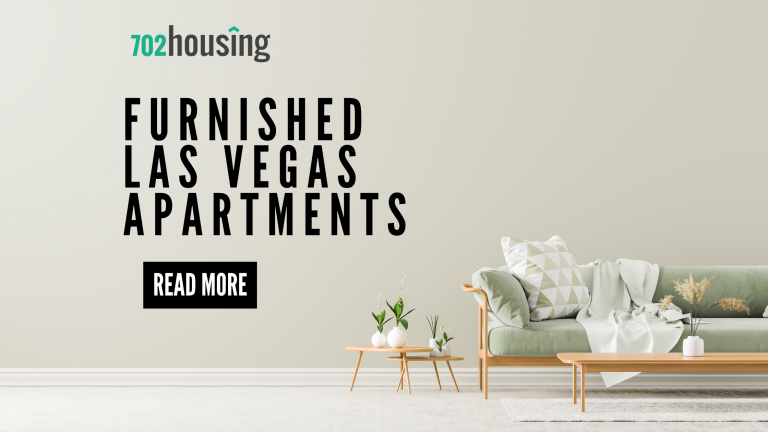 Modern living room with stylish furniture, promoting furnished Las Vegas apartments – Read More.